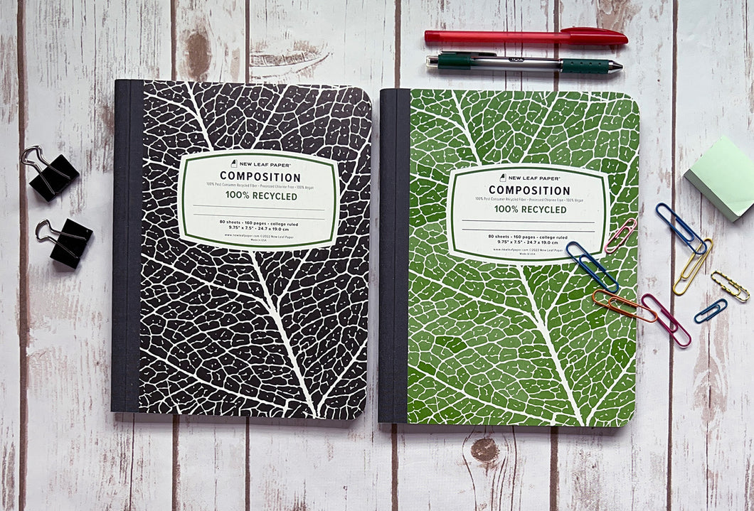 Composition Book - Multi-Pack- set of (4) books, 2 Green + 2 Black