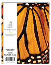 Load image into Gallery viewer, New Leaf Paper Photoreal Journal front cover featuring photography of Monarch butterfly wings
