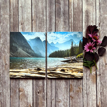 Load image into Gallery viewer, New Leaf Paper Photoreal Journals showing front and back covers featuring photography of Mount Bowlen in Banff National Forest
