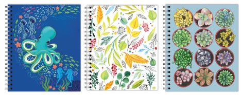 Designer Notebook Multi-Pack - set of (3) books, Sea/Leaves/Succulent